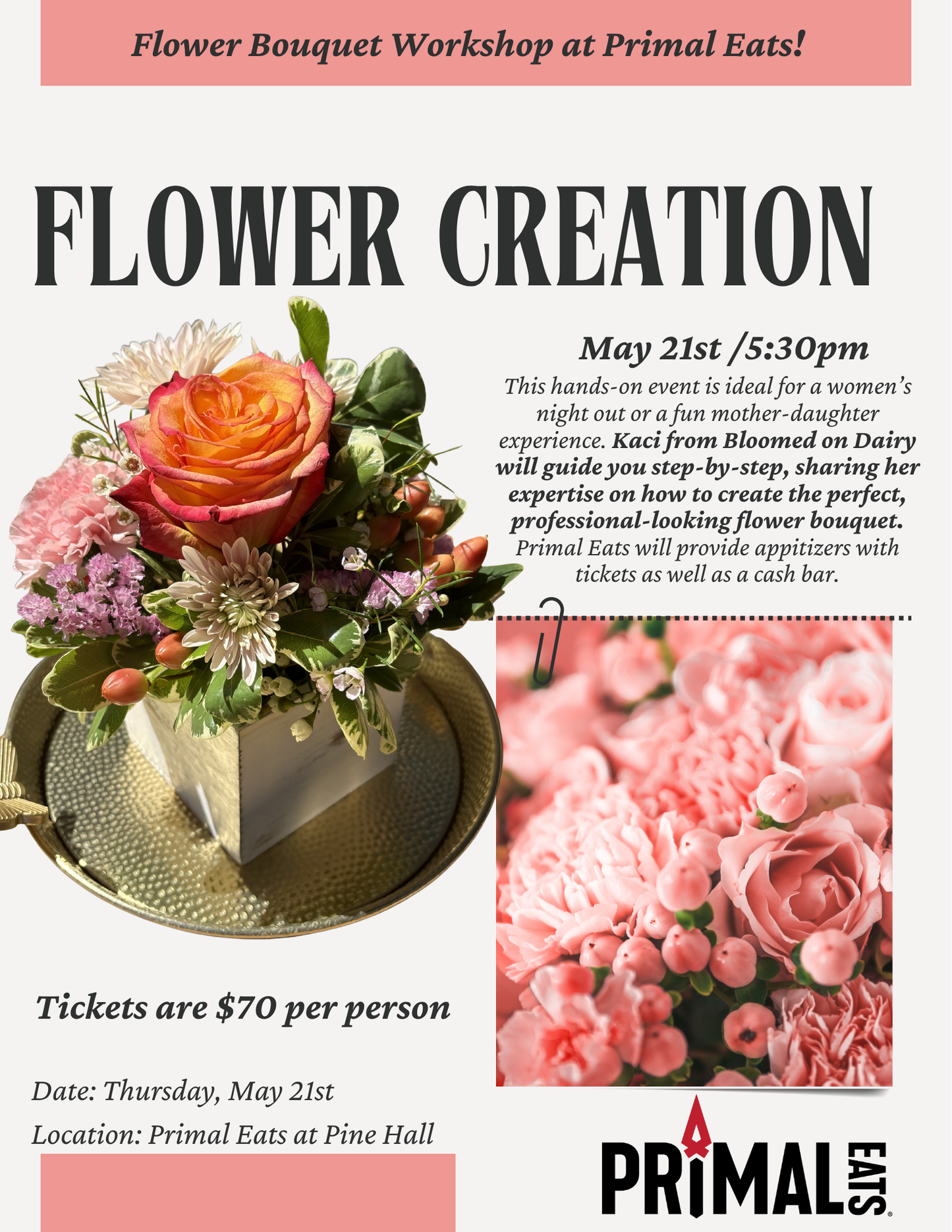 Flower Creation & Appetizers Tickets
