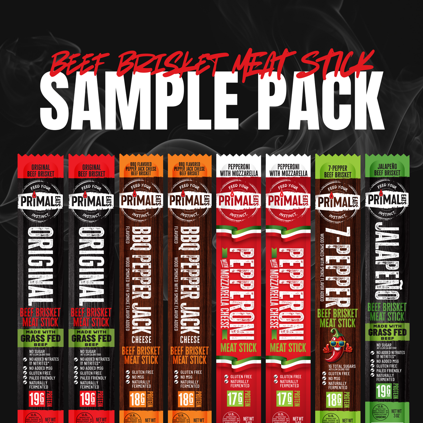 3oz Brisket Meat Stick Sample Pack (8 Count)
