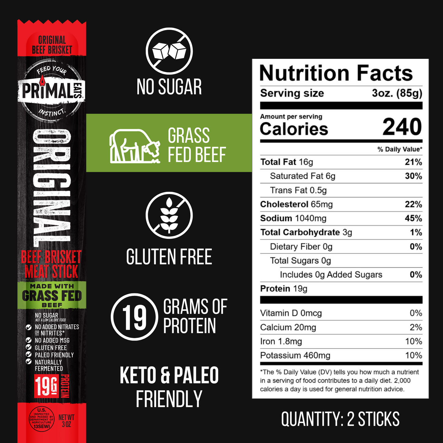 3oz Brisket Meat Stick Sample Pack (8 Count)