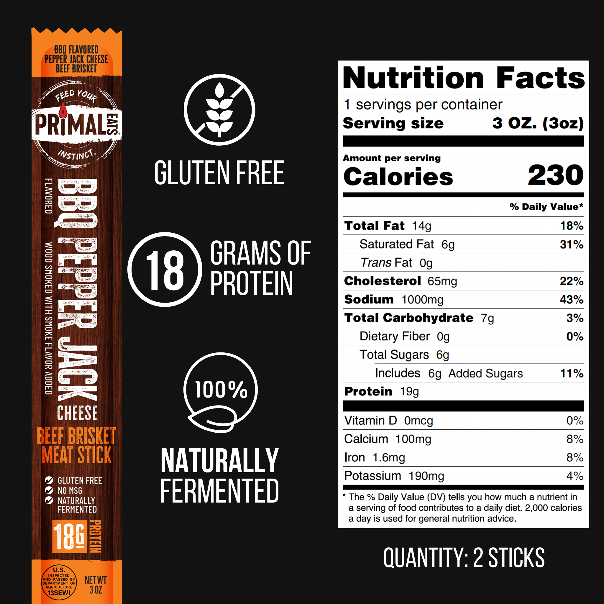 3oz Brisket Meat Stick Sample Pack (8 Count)