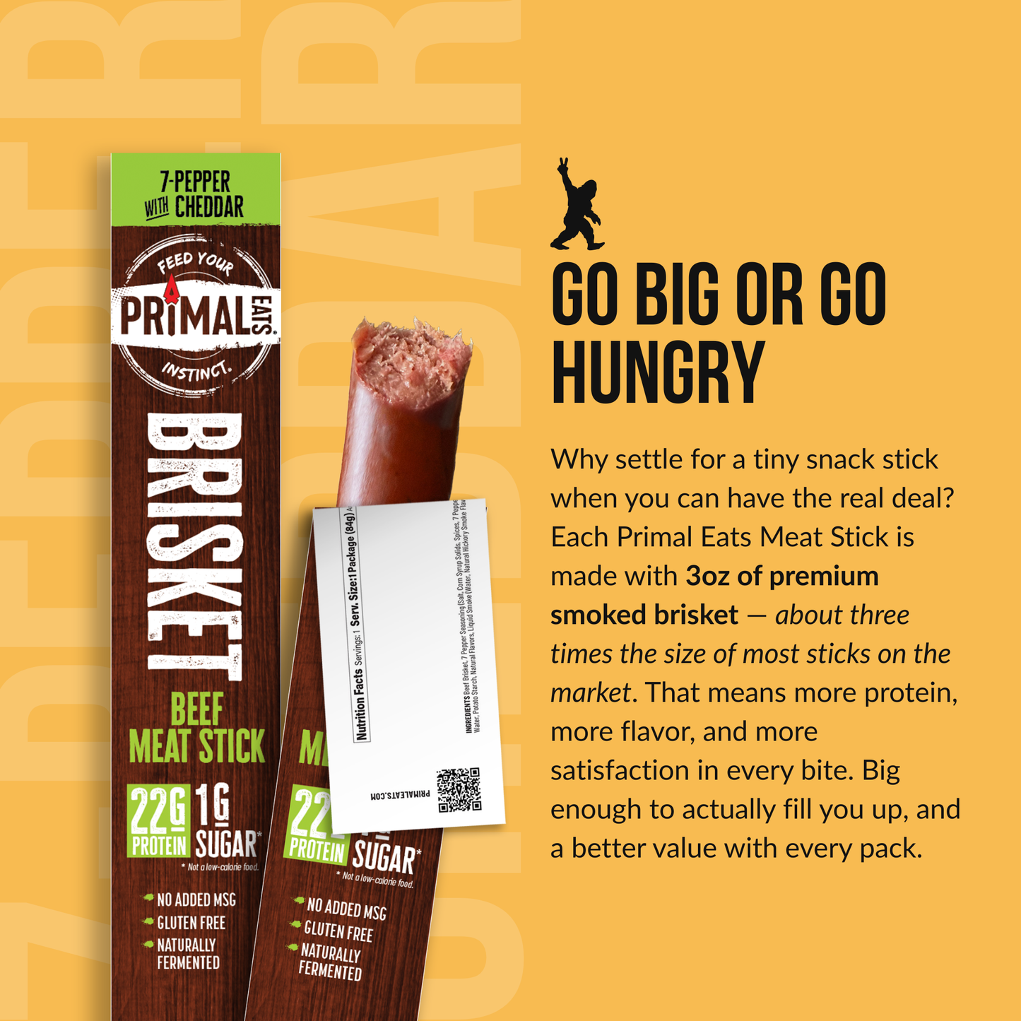 3oz 7-Pepper Cheddar Brisket Meat Sticks
