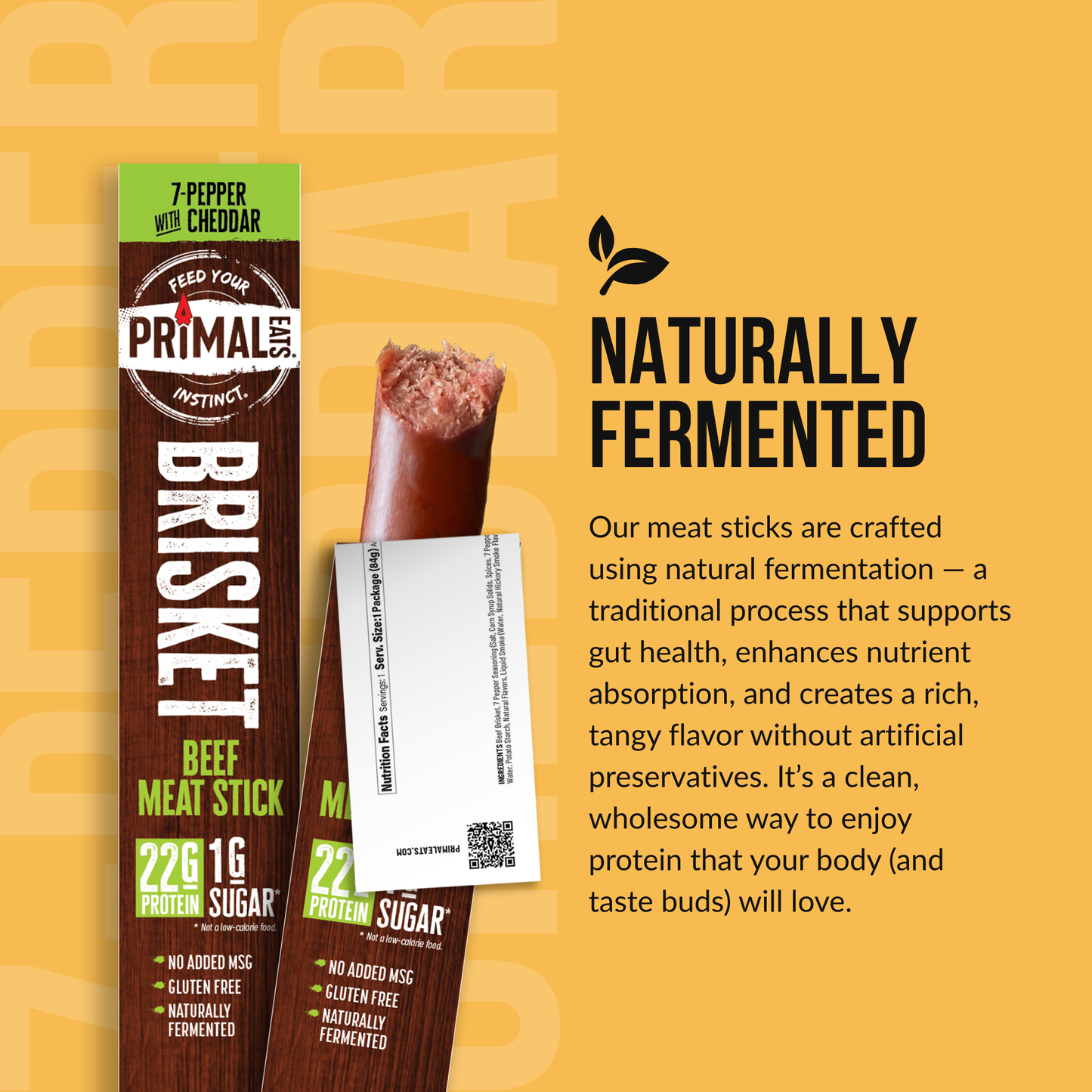 3oz 7-Pepper Cheddar Brisket Meat Sticks