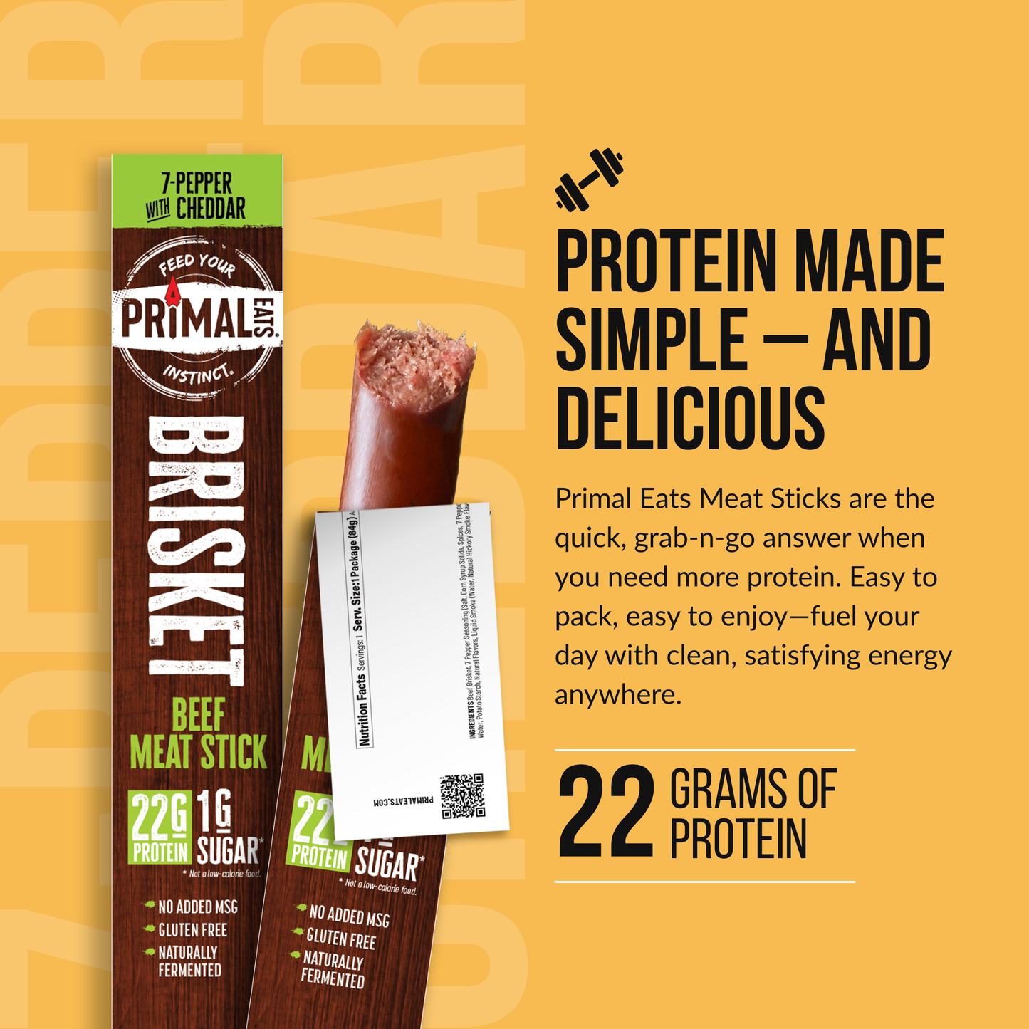 3oz 7-Pepper Cheddar Brisket Meat Sticks