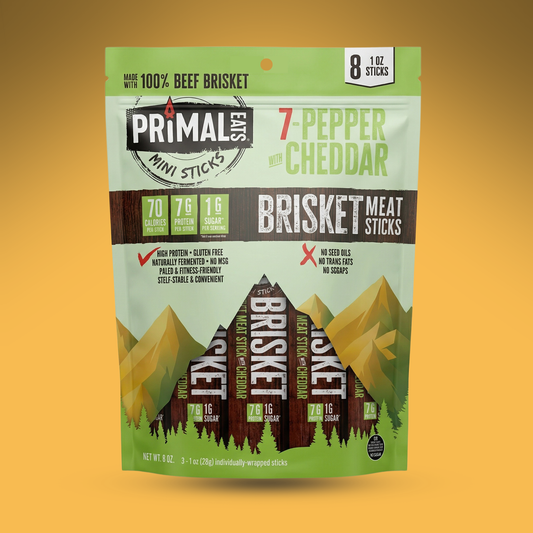 7-Pepper Cheddar 1oz Brisket Meat Sticks