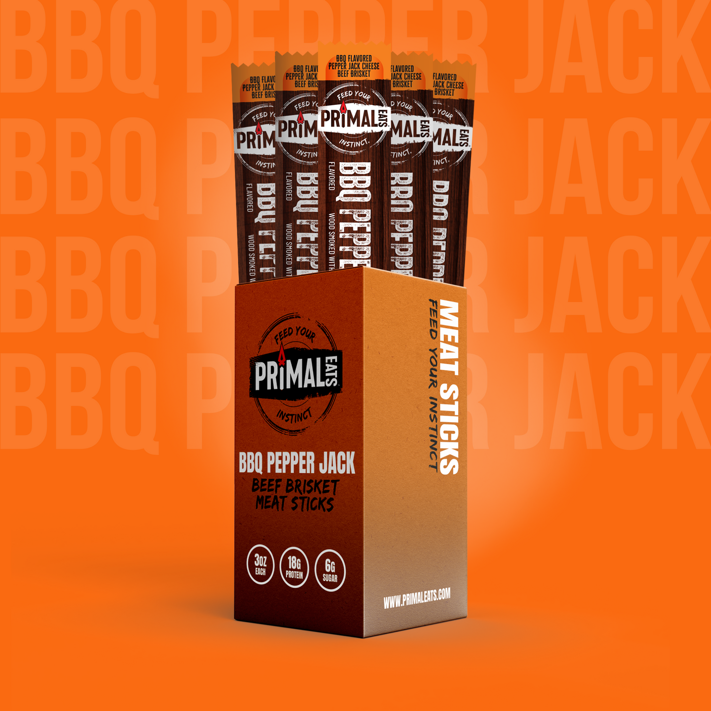BBQ Pepper Jack 3oz Brisket Meat Sticks