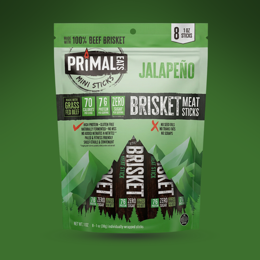 Jalapeño Grass-Fed 1oz Beef Brisket Meat Sticks
