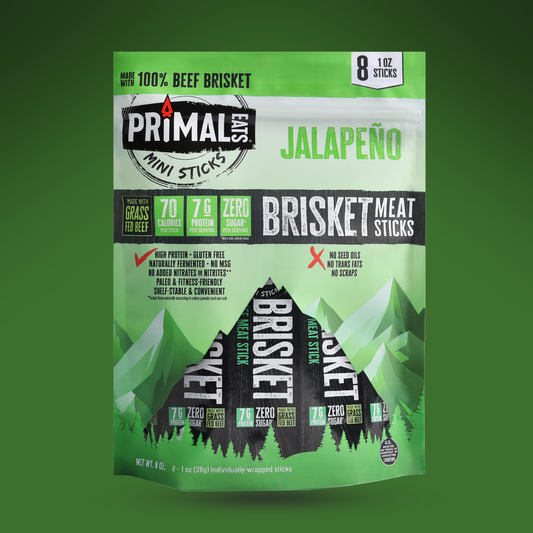Jalapeño Grass-Fed 1oz Beef Brisket Meat Sticks