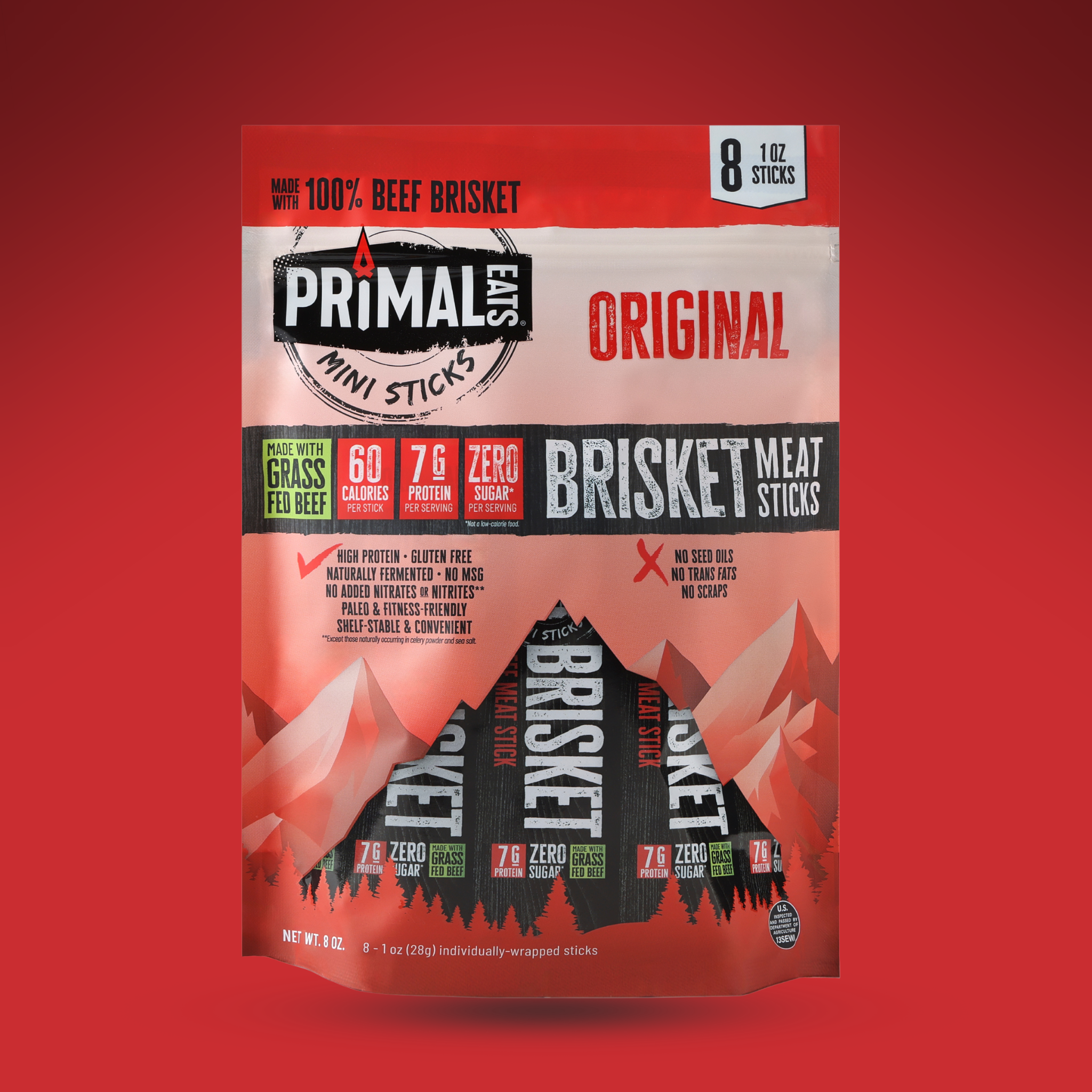Original Grass-Fed 1oz Beef Brisket Meat Sticks