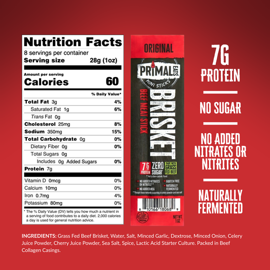 Original Grass-Fed 1oz Beef Brisket Meat Sticks