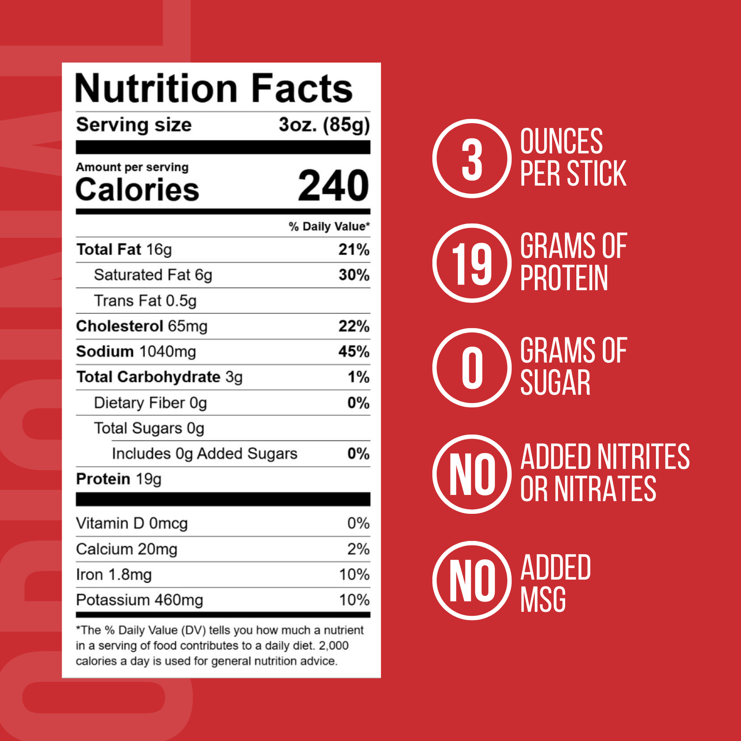 Original Grass-Fed 3oz Beef Brisket Meat Sticks