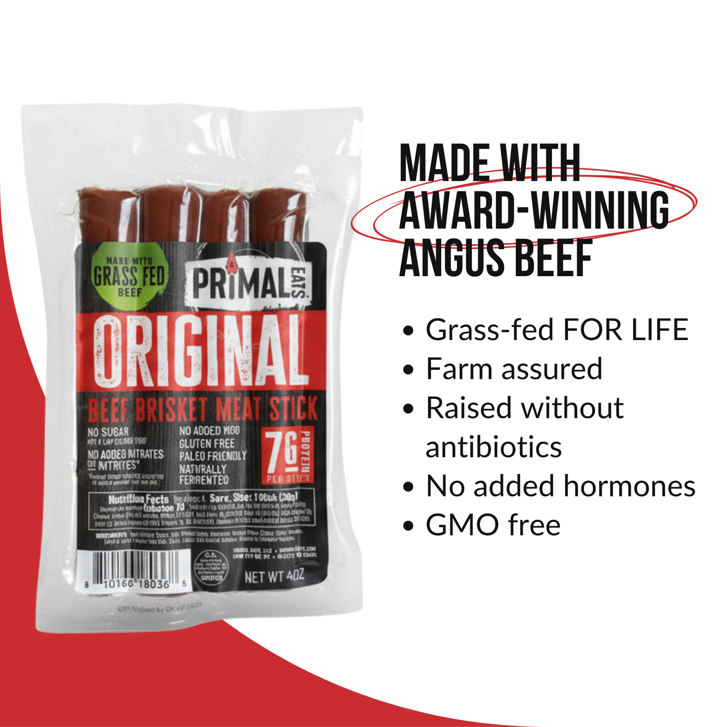 Original Grass-Fed Beef Brisket Meat Sticks 4oz Multipack