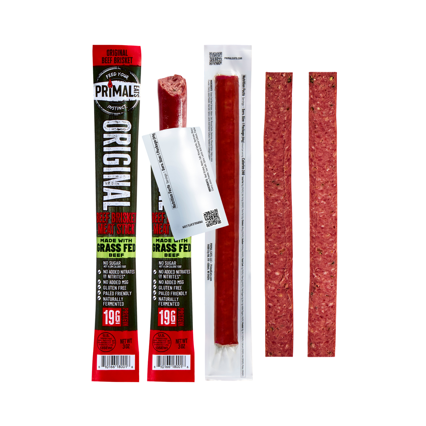 Original Grass-Fed 3oz Beef Brisket Meat Sticks